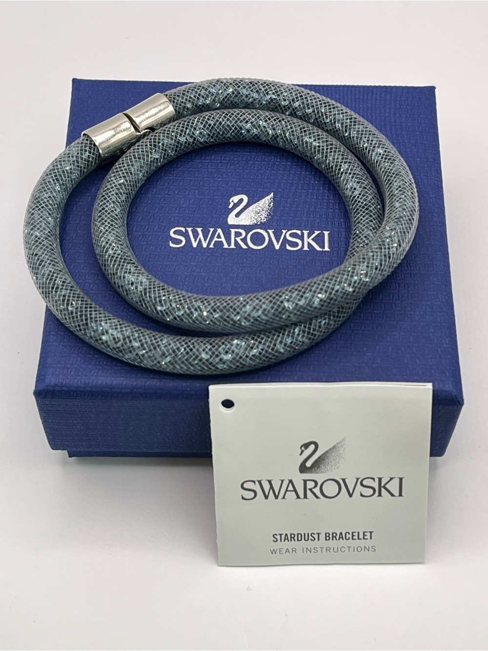 Swarovski Stardust Blue/Gray Crystal Double Wrap Mesh Bracelet